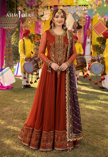 Asim Jofa Luxury Embroidered Chiffon Frock