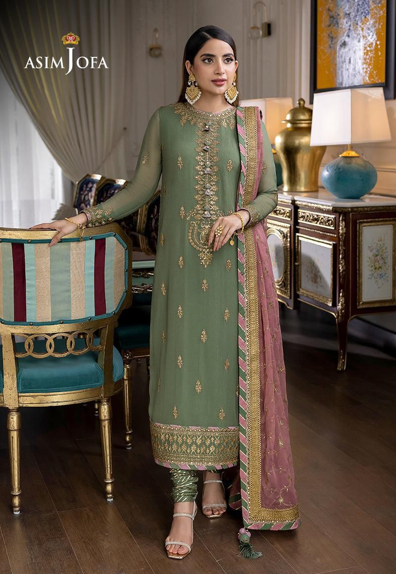Asim Jofa Luxury Embroidered Chiffon Suit