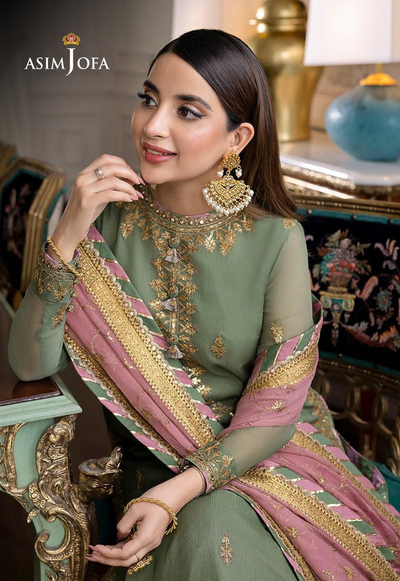 Asim Jofa Luxury Embroidered Chiffon Suit