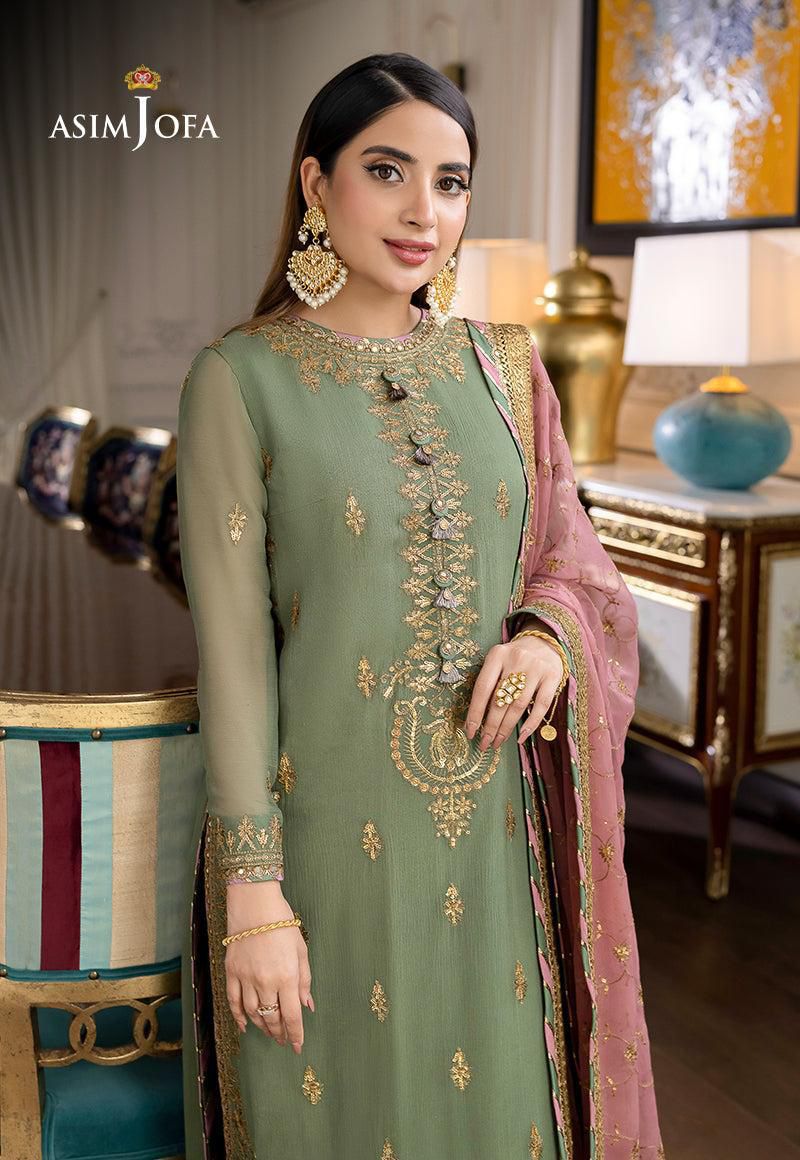 Asim Jofa Luxury Embroidered Chiffon Suit