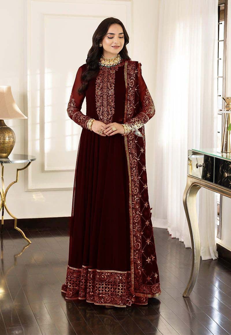 Asim Jofa Luxury Embroidered Chiffon Frock — MD 1310