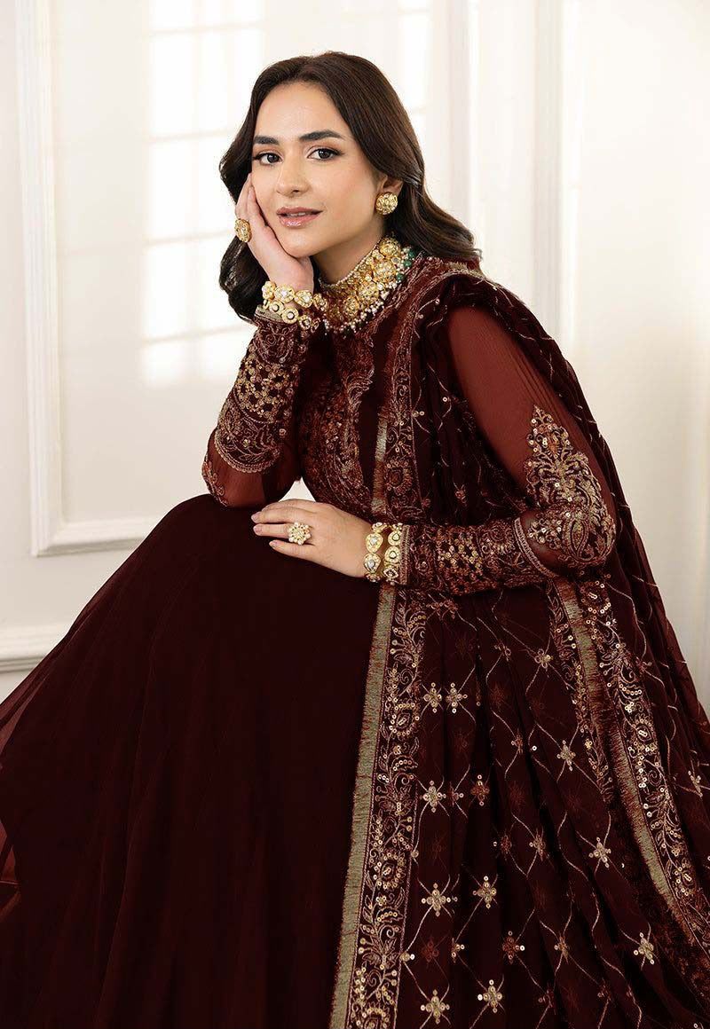 Asim Jofa Luxury Embroidered Chiffon Frock — MD 1310