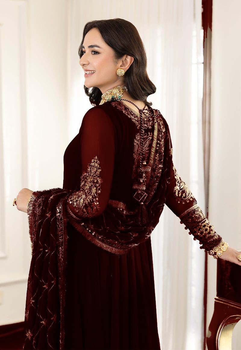 Asim Jofa Luxury Embroidered Chiffon Frock — MD 1310