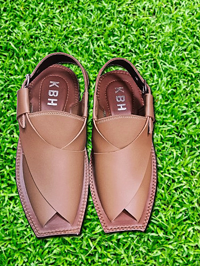 Premium Brown Peshawari Chappal for Men – Handcrafted Leather Sandals with Rubber Sole