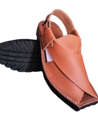 Handmade Peshawari Chappal for Men – Premium Rexine Leather Sandal with Rubber Sole | Traditional Pakistani Footwear