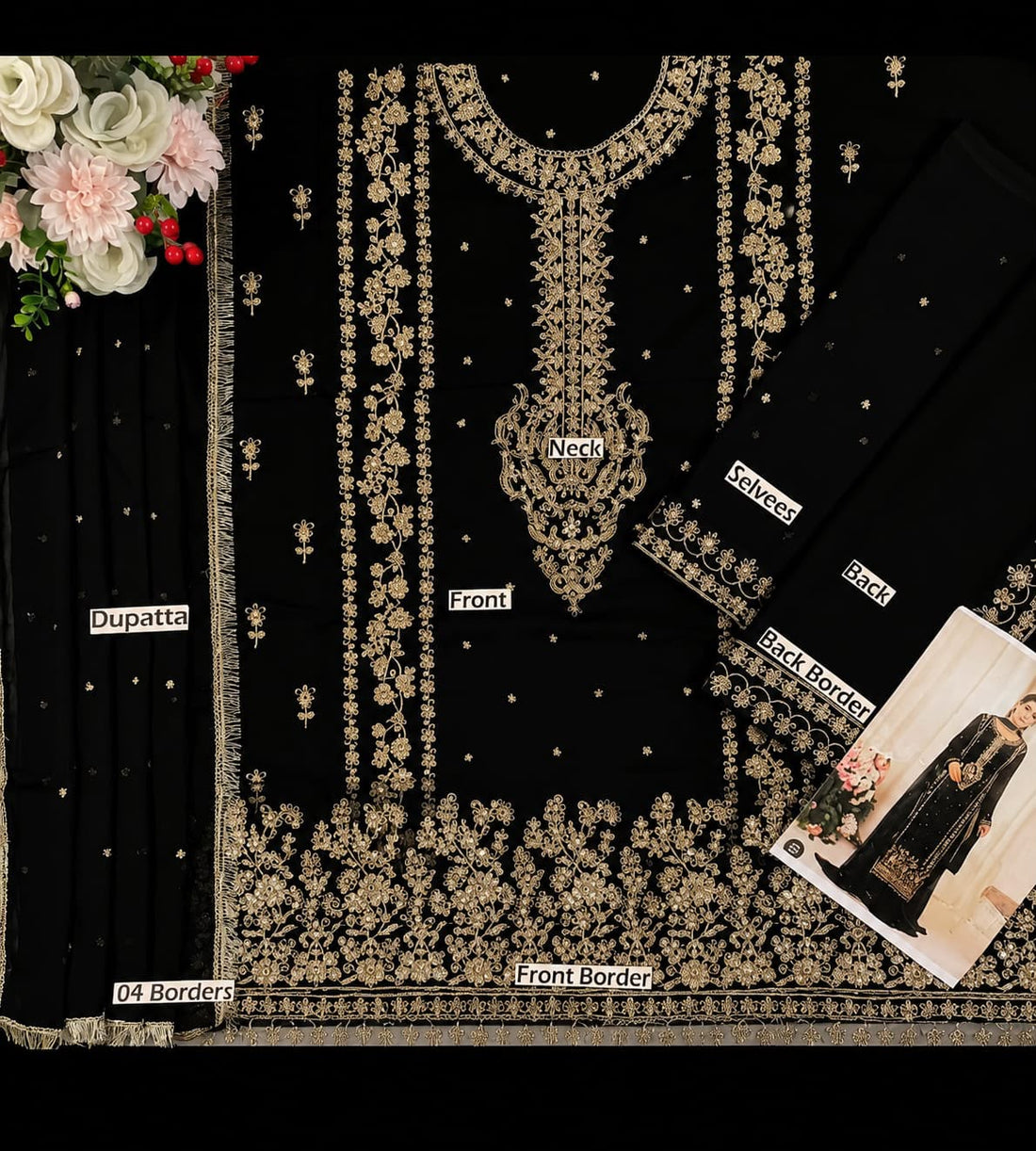 LAAM Luxury Chiffon Embroidered Suit