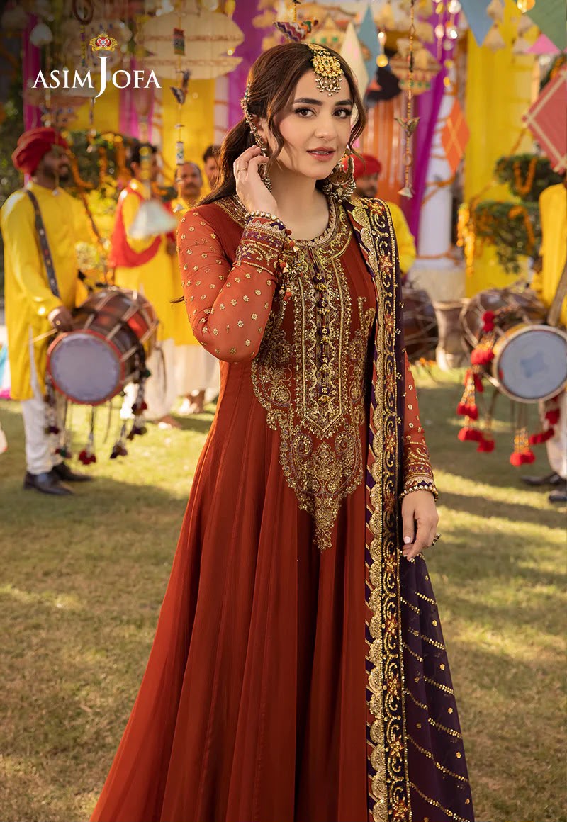 Asim Jofa Luxury Embroidered Chiffon Frock