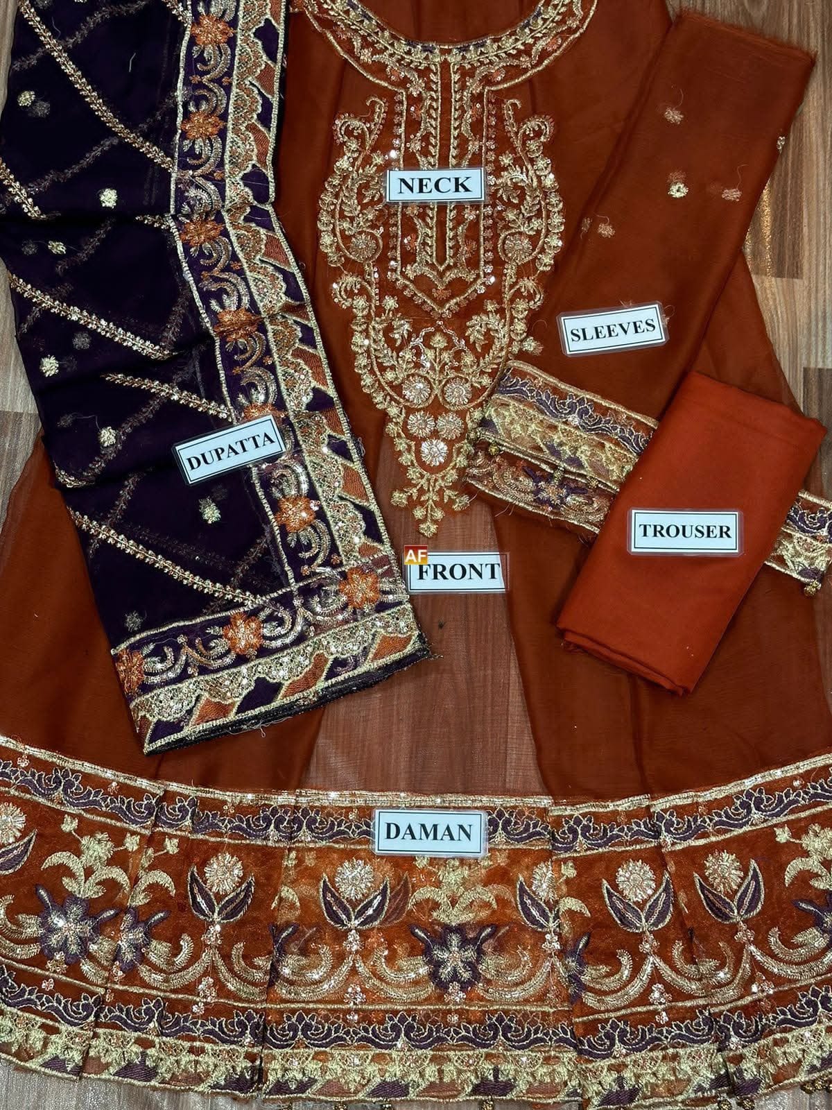 Asim Jofa Luxury Embroidered Chiffon Frock